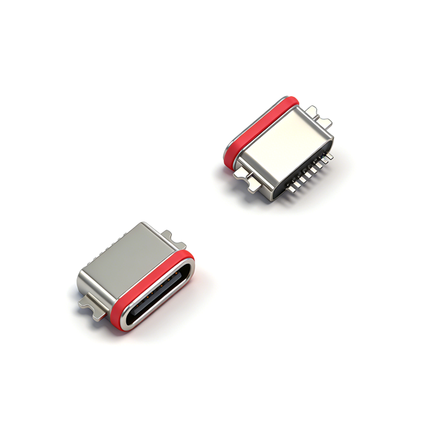 A04W0801A 防水TYPE C母座8PIN 沉板0.8 两脚全贴SMT L=6.7 锌合金 IPX7