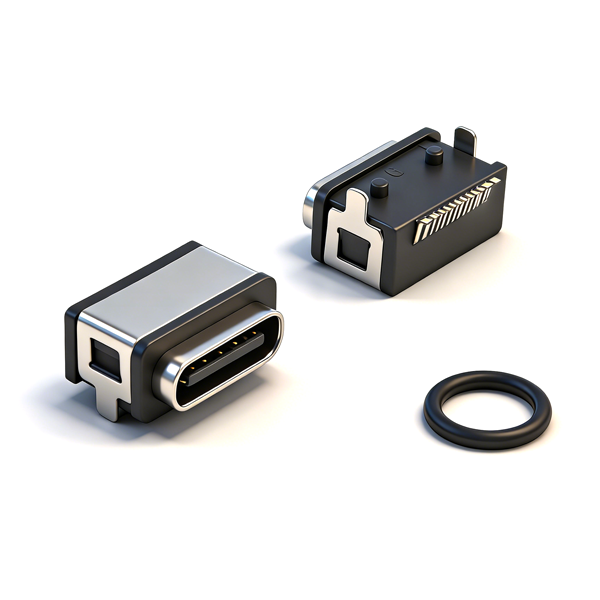 B09W1601A 防水TYPE C母座16PIN 板上两脚插板SMT L=7.3 全塑